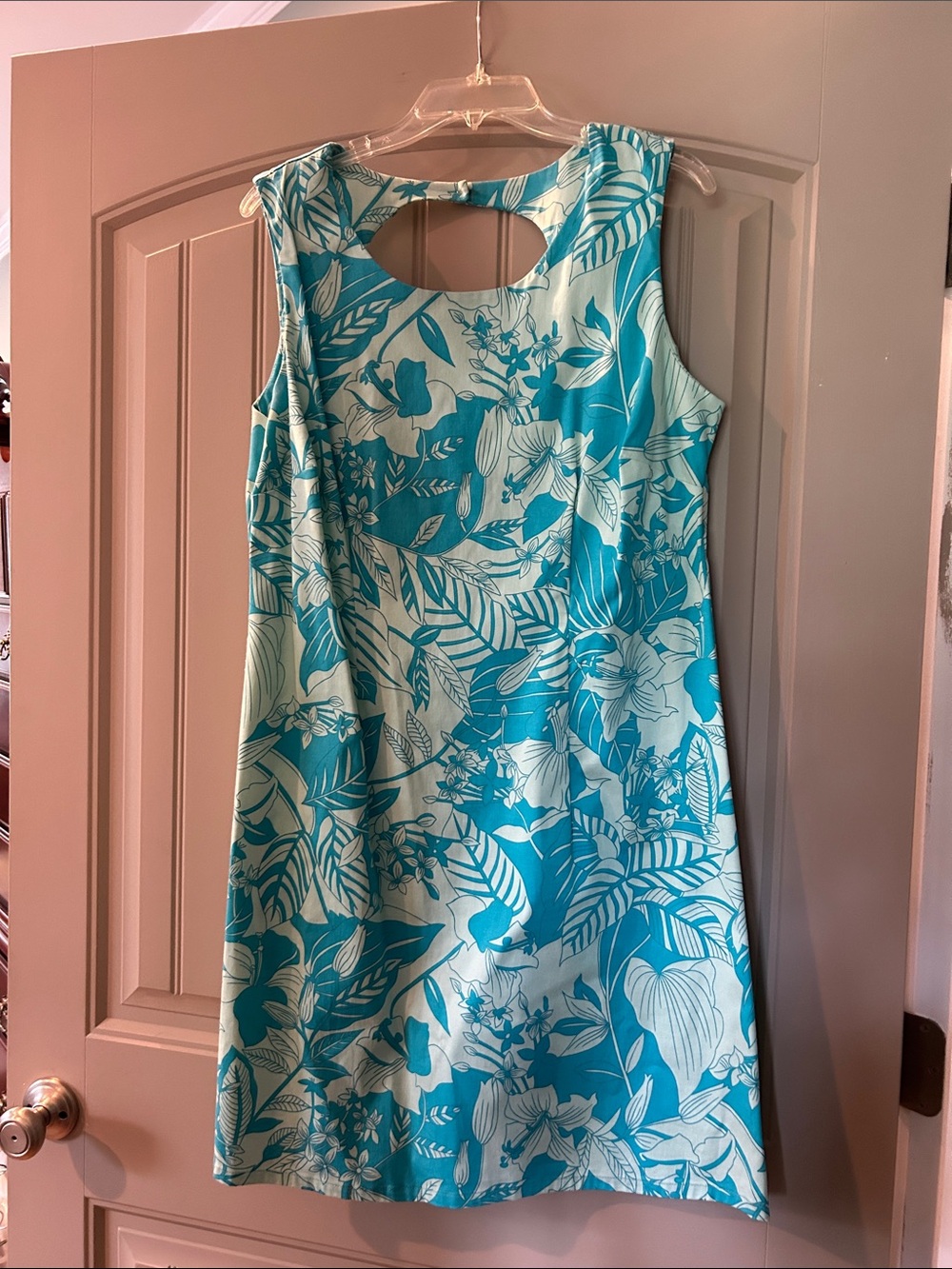 Faded Glory Teal and White Floral Sleeveless Midi Dress